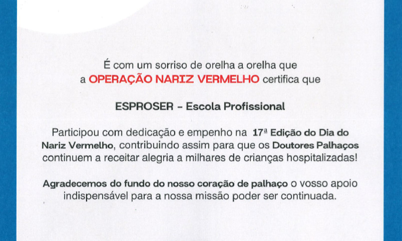 ESPROSER participa 17ª edição do “Dia do Nariz Vermelho”