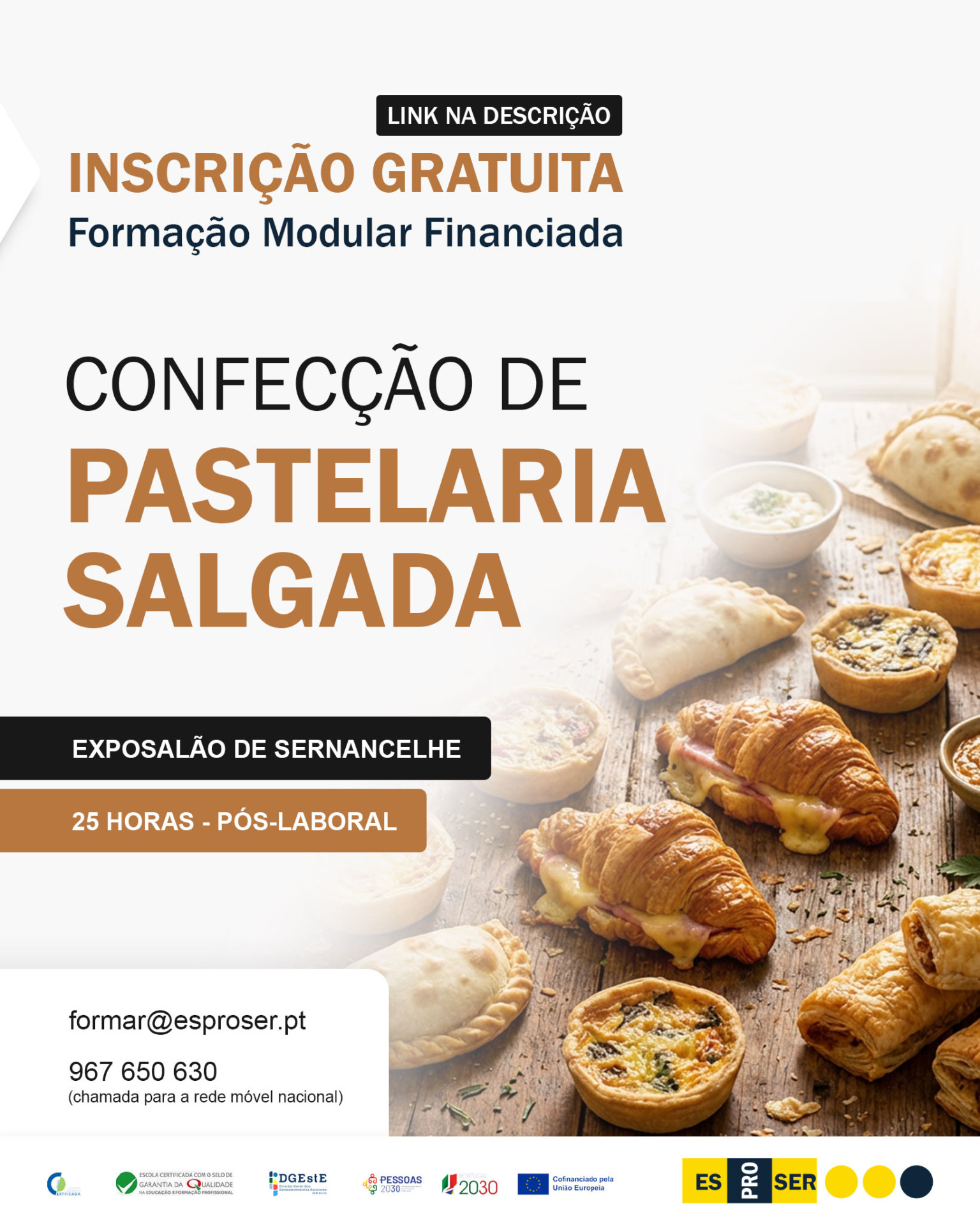 Formação Modular Certificada de "Confecção de Pastelaria Salgada"