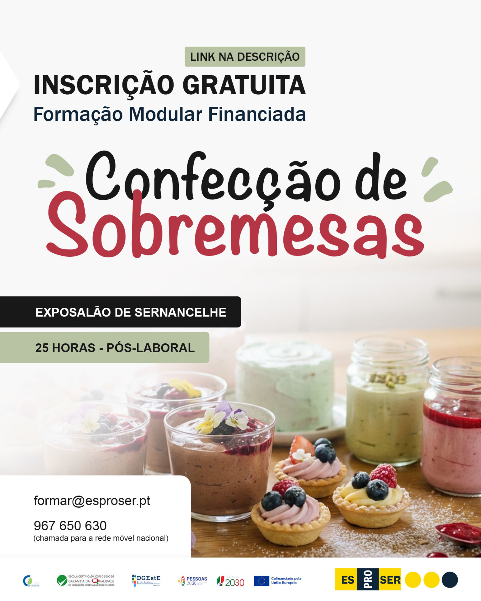 Formação Modular Certificada de "Confecção de Sobremesas"